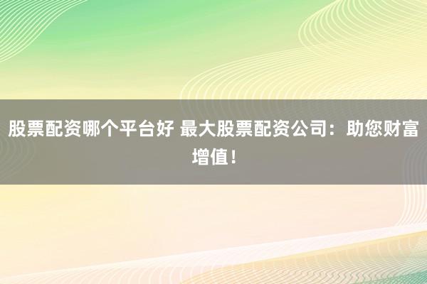 股票配资哪个平台好 最大股票配资公司：助您财富增值！