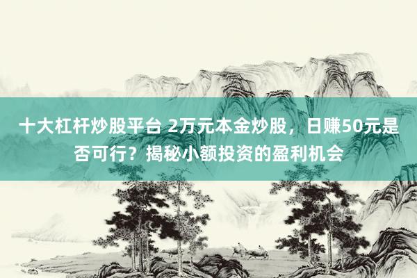 十大杠杆炒股平台 2万元本金炒股，日赚50元是否可行？揭秘小额投资的盈利机会