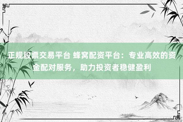 正规股票交易平台 蜂窝配资平台：专业高效的资金配对服务，助力投资者稳健盈利