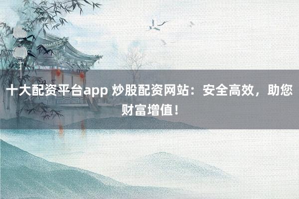十大配资平台app 炒股配资网站：安全高效，助您财富增值！