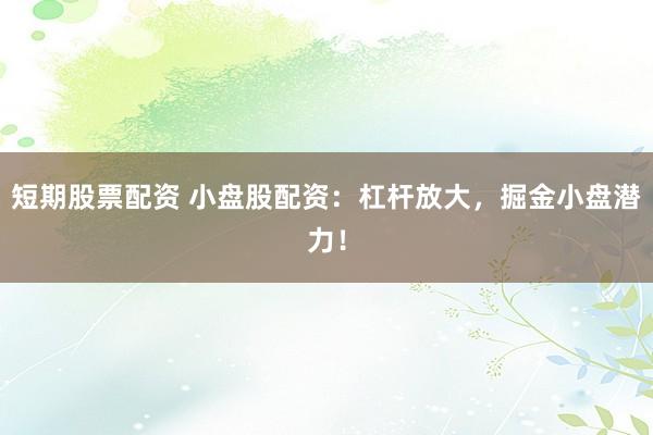短期股票配资 小盘股配资：杠杆放大，掘金小盘潜力！