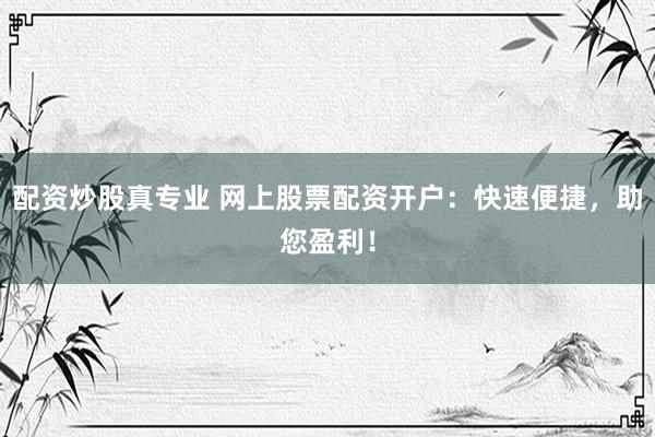 配资炒股真专业 网上股票配资开户：快速便捷，助您盈利！