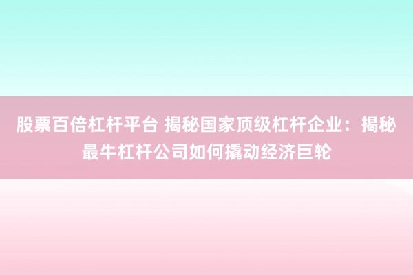 股票百倍杠杆平台 揭秘国家顶级杠杆企业：揭秘最牛杠杆公司如何撬动经济巨轮