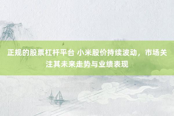 正规的股票杠杆平台 小米股价持续波动，市场关注其未来走势与业绩表现