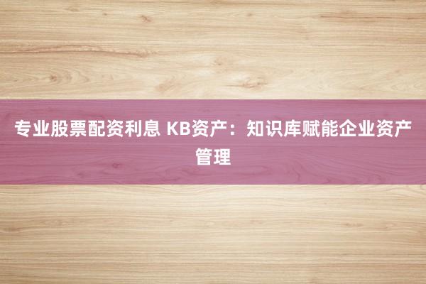 专业股票配资利息 KB资产：知识库赋能企业资产管理