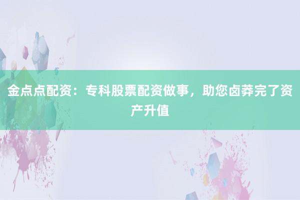 金点点配资：专科股票配资做事，助您卤莽完了资产升值