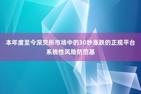本年度至今深交所市场中的30秒涨跌的正规平台系统性风险防范基