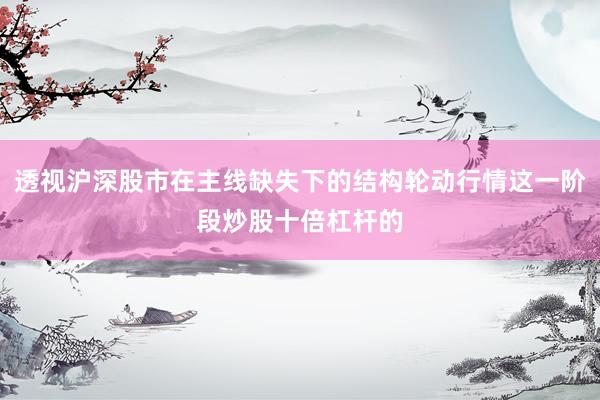 透视沪深股市在主线缺失下的结构轮动行情这一阶段炒股十倍杠杆的