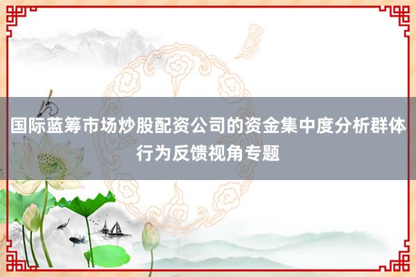国际蓝筹市场炒股配资公司的资金集中度分析群体行为反馈视角专题