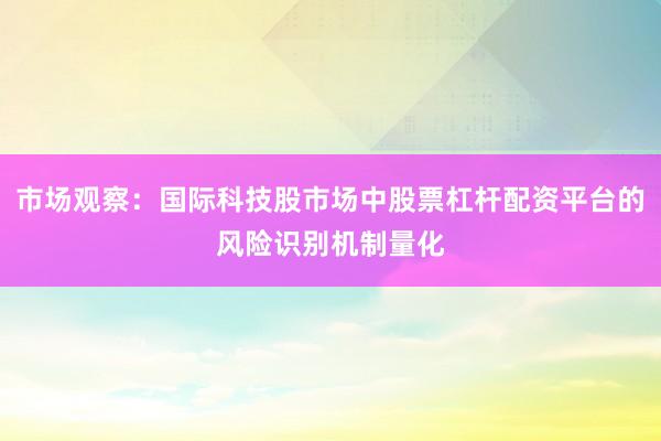 市场观察：国际科技股市场中股票杠杆配资平台的风险识别机制量化