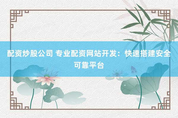 配资炒股公司 专业配资网站开发:快速搭建安全可靠平台